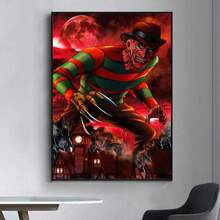 WB 1/10PCS Film Krueger Freddy Horror Poster Fancy Poster Wall Sticker For Living Room Bar Vintage Decorative Painting Wall Pictures For Living Room Decoration Classic Cartoon Bedroom Decoration - Frameless