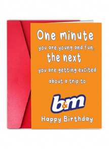 1Pc Funny Birthday Cards | Banter Joke Old Age Jokes Colleague Friends | One Minute You're Young And Cool B&M Shopping | For Her Bestie, School Supplies,Back To School