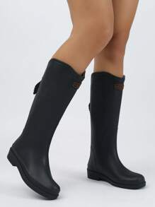 Women Fashion Simple Versatile Tall Rain Boots, Waterproof Anti-Skid Durable Outdoor Shoes, Kitchen Work Rubber Boots