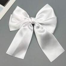 5pcs Women's Solid Color Bow Hair Clips, Elegant Satin Bow Hair Clips For Ponytail, Top Clip, Gift For Valentine's Day Claw Clips Hair Claws Hair Barrettes