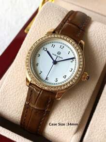 Pablo Raez 1 pieza Nuevo diseño de moda, Reloj de mujer encantador, acero inoxidable IPG de 18K oro joyas, estilo vintage y de lujo, correa microfiber negro suave, accesorio de verano, resistente al agua, reloj de cuarzo con ajuste de hora azul, elegante y versátil, buen regalo para maestras, amigas o familiares, adecuado para la vida diaria, trabajo, fiesta, decoración, graduación, regalos de boda