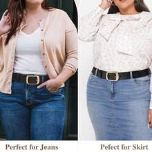 1条加大码女士休闲腰带，经典金色搭扣，适合日常休闲、大学、通勤、返校季等场合，尺码L至3XL，是理想的礼物之选。