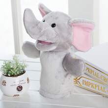 学龄前儿童老虎、狮子、猴子、大象、鳄鱼、小丑鱼、青蛙、狼、乌龟动物手偶，嘴巴可动，镇静玩具