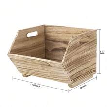 Adult Natural Wood Stacking Storage Bin Set 2-Piece - openfront2-pieceset - View 3