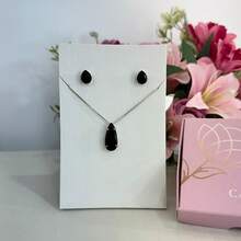 30 Necklace And Earring Set Designs For Mother's Day, Valentine's Day, Birthday, Etc. - Medium Drop Black (silver) - View 2