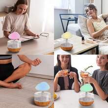 Rechargeable Energy Storage Color Cloud Humidifier, Cloud And Rain Diffuser, Raindrop Aroma Diffuser, 7 LED Lights, Droppable Essential Oil Diffuser, Rain Cloud Night Light, Used For Relaxing Room Decoration, Small Night Light, Sleep Light, Listening To The Sound Of Raindrops, Essential Oil Diffuser, Air Humidifier For Bedroom, Home, And Office