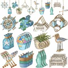 12 pièces/24 pièces/36 pièces/48 pièces Ornements en bois d'été, décorations d'arbres de plage océanique, tranches de bois de style côtier et nautique avec coquillages et poissons, décorations suspendues d'été, décoration d'intérieur d'été, petites décorations d'arbre de fête; inclut tortues, étoiles de mer, hippocampes et plus, ensemble complet, couleurs vibrantes, motifs vifs, un bel ensemble décoratif; peut être accroché aux murs, aux portes d'entrée, aux fenêtres, aux cheminées, etc.; convient également pour les fêtes de plage, peut créer une belle scène dans votre maison!