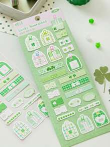 1pc/2pcs Random Luck Green Clover Foil Cut Decorative Sticker For DIY Scrapbooking, Card Making, Bullet Journal,School Supplies,Back To School