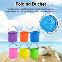 1/2 Mini Folding Beach Bucket - Perfect For Beach And Water Games, Made Of Durable PVC, Versatile For Outdoor Garden Watering, Cleaning, Camping, Traveling, Beach Outings, And Picnics, Available In Random Colors.