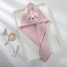 Microfiber Hair Towel For Kids- Soft Super Absorbent Rapid Drying Hair Towel Wrap Turban For Girls With 2 Buttons- Anti-Frizz For Thicker Curly Long Hair, 2 Packs, Kitty