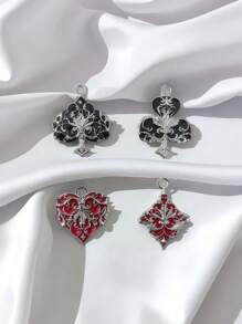 5pcs Alloy Oil Drop Personalized Retro Poker Element Pendant, Heart, Plum Blossom, Square Charms, DIY For Phone Chains, Bags, Necklaces, Earrings, Keychains, Jewelry Accessories