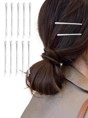 10pcs Minimalist White Hair Clips, Girls Hair Accessories For Bangs, Waves, Sides, Daily Wear, Mother's Day, Back To School, Nurse's Day, Ideal Gift, Flat Claw Clip, Snap Clip, Hair Slide, Hair Claws, School Stuff, Set, Bobby Pins