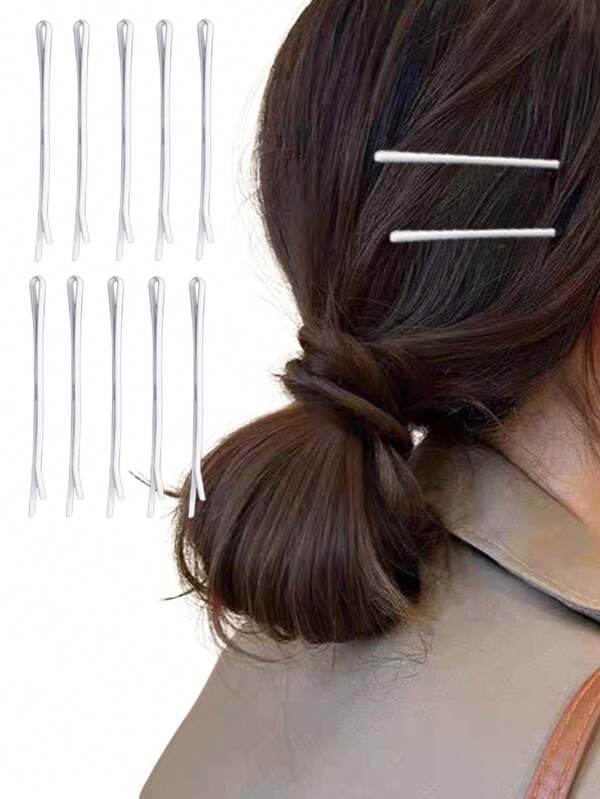 10pcs Minimalist White Hair Clips, Girls Hair Accessories For Bangs, Waves, Sides, Dailywear, Mother's Day, Back To School, Nurse's Day, Ideal Gift ,Flat Claw Clip, Snap Clip , Hair Slide, Hair Claws, School Stuff