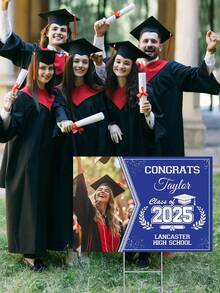 1pc Customized Campus Graduation Photo Lawn Plaque, Personalized 2025 Graduates' Names, Avatars, And School Names, Diy Commemorative Photo Set Decoration, High-Quality Materials Suitable For Outdoor Courtyard Use - Multicolor - View 4