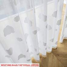 2pcs Floral Embroidered Sheer Curtains, All-In-One Decorative Rod Pocket Luxury Style Window Drapes, Suitable For Bedroom, Living Room, Dining Room, Balcony, Bathroom, Hallway, Villa And Other Home Decor