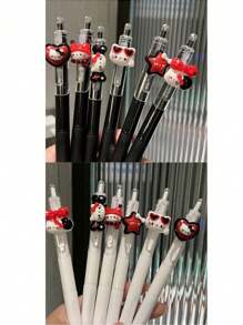 Sanrio 6-Pack Random Black & White Sanrio Hello Kitty Neutral Pens, A Fashionable Choice For Sanrio Fans And Stationery Lovers! Back To School