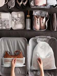 10/件 鞋子收纳防尘袋、鞋子防尘罩、无纺布鞋子防晒罩、洗鞋袋、白色运动鞋防尘罩、包包和衣服通用防尘罩、整理和收纳、收纳整理器