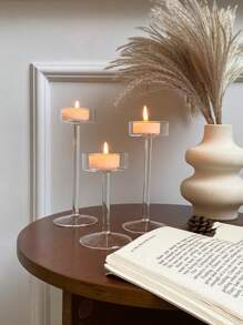 CMYD Studio 1pc Glass Candle Holder, Nordic Style Romantic Candlelight Dinner High Stem Candle Holder, Wedding Hotel Restaurant Candle Decor, Party Candle Holder, Great Gift, Suitable For Home, Party, Restaurant