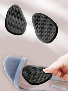 Silicone Front Foot Pad, Self-Adhesive Metatarsal Pad, Non-Slip Half-Size Insole, Soft High Heel Shoe Pad, Foot Protection Pad, Unisex - Black - View 3