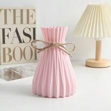 1pc Plastic Flower Vase, Home Decor Vase, Origami Vase, Minimalist Modern Vase, Rope Design Vase, Decorative Scratch-Resistant Vase, European Wedding Home Decor, For Living Room, Desk, Home, Office, Not Suitable For Water Back To School Room Decor School Supplies