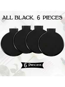 6/12 piezas Espejo de maquillaje pequeño y redondo, plegable y portátil, para uso diario y de viaje, regalo para el Día de la Madre (Negro)