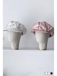 1 pièce Chapeau octogonal rétro rayé en tulle avec bord pliable, grand chapeau de soleil d'été pour femme avec grand tour de tête, flatteur pour le visage, petit bord, béret vintage en forme de nuage