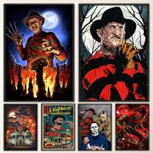 WB 1/10PCS Film Krueger Freddy Horror Poster Fancy Poster Wall Sticker For Living Room Bar Vintage Decorative Painting Wall Pictures For Living Room Decoration Classic Cartoon Bedroom Decoration - Frameless