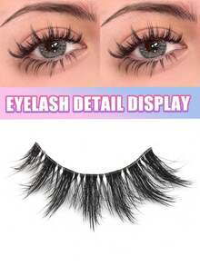 10 Pairs Luxury Artificial Mink Fake Eyelashes, Thick & Natural Looking, Dramatic Cat Eye Style, Reusable, Suitable For Beginners, Doll/Russian Volume/Bold/Natural/Cat Eye Style, 0.05mm, Various Lengths (6-15mm), Beginner Lashes | Bold Eye Makeup | Luxurious Lashes - Fluffy Lashes - View 5