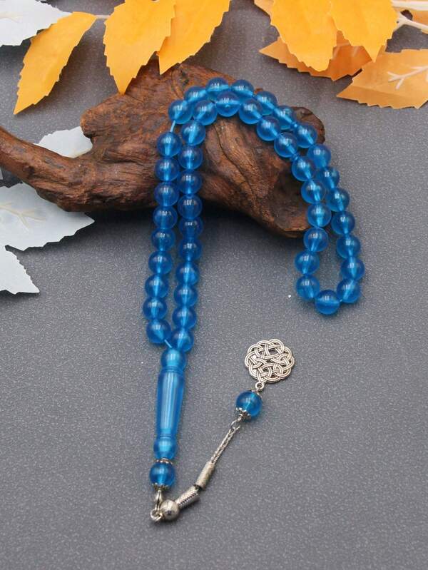 1pc 45 Beads 10mm Acrylic Alloy Pendant Muslim Prayer Beads Bracelet, Middle Eastern Fashion Rosary Bracelet For Daily Prayer, Religious Festivals Gift, Fidget