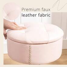 360 ° Swivel Vanity Stool Chair Makeup Room, Height Adjustable Stool Vanity With Storage, Small Whiskey Brown Faux Leather Bathroom, Living Room-Cll - Pink - View 5