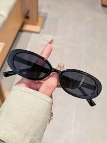 2 piezas Set de gafas ovaladas de plástico clásico para mujeres, combinación para regalo de vacaciones, vacaciones tropicales en la playa, actividades casuales al aire libre, fotos en la calle, playa, verano, viajes