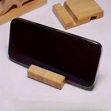 حامل الهاتف على المكتب الأنيق من الخيزران - قاعدة خيزران للهاتف ذات زاويتين، مناسبة للهواتف الذكية والأجهزة اللوحية، مناسبة لاكسسوارات المكاتب والمنازل، مريحة لليدين