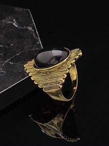 2025 Fashion High Quality Golden Beautiful Black Rhinestones Rings Artificial Crystal Royal Black Rings Valentine's Day Gift - Gold Ring - View 5