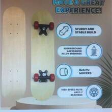 7-laags skateboard van blank esdoornhout, natuurlijke kleur, voor buiten, studenten, sport, creatieve doe-het-zelf-expressie, tekenen met de vrije hand, schilderen en kunstcadeaus. Inclusief verzending van willekeurige kleuren verf en wielen.