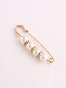 2pcs Faux Pearl Waist Buckle Cute Pin Faux Pearl Brooch Pants Adjustable Buckle Summer, School Fall, Autumn, Halloween - White - View 11