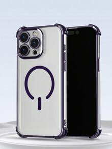 1 件全新简约电镀四角防摔磁吸无线充电手机壳适用于 Apple 16 ProMax/15/14 Pro/13/12/11/XR/XSmax/8、Galaxy S25 系列、S24 系列、S23 系列、S22 系列、A05、A35、A55 保护套防水防震防刮