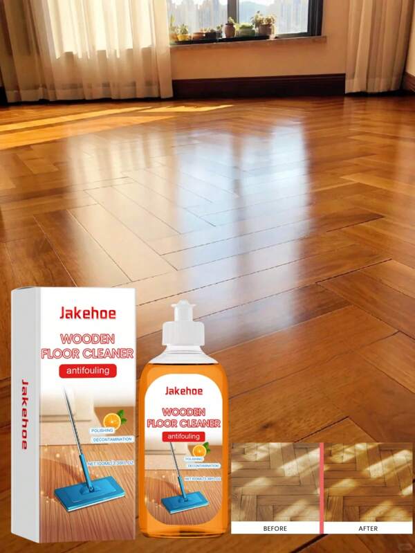 1pc Multi-Effect Wood Floor Cleaner - Degreaser, Descaler, Polish & Shine, Orange Fragrance Foam