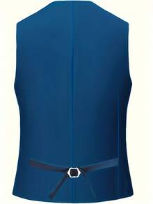 3 件套男士时尚修身纯色弹力西装套装，包含夹克、背心和裤子，商务/正装