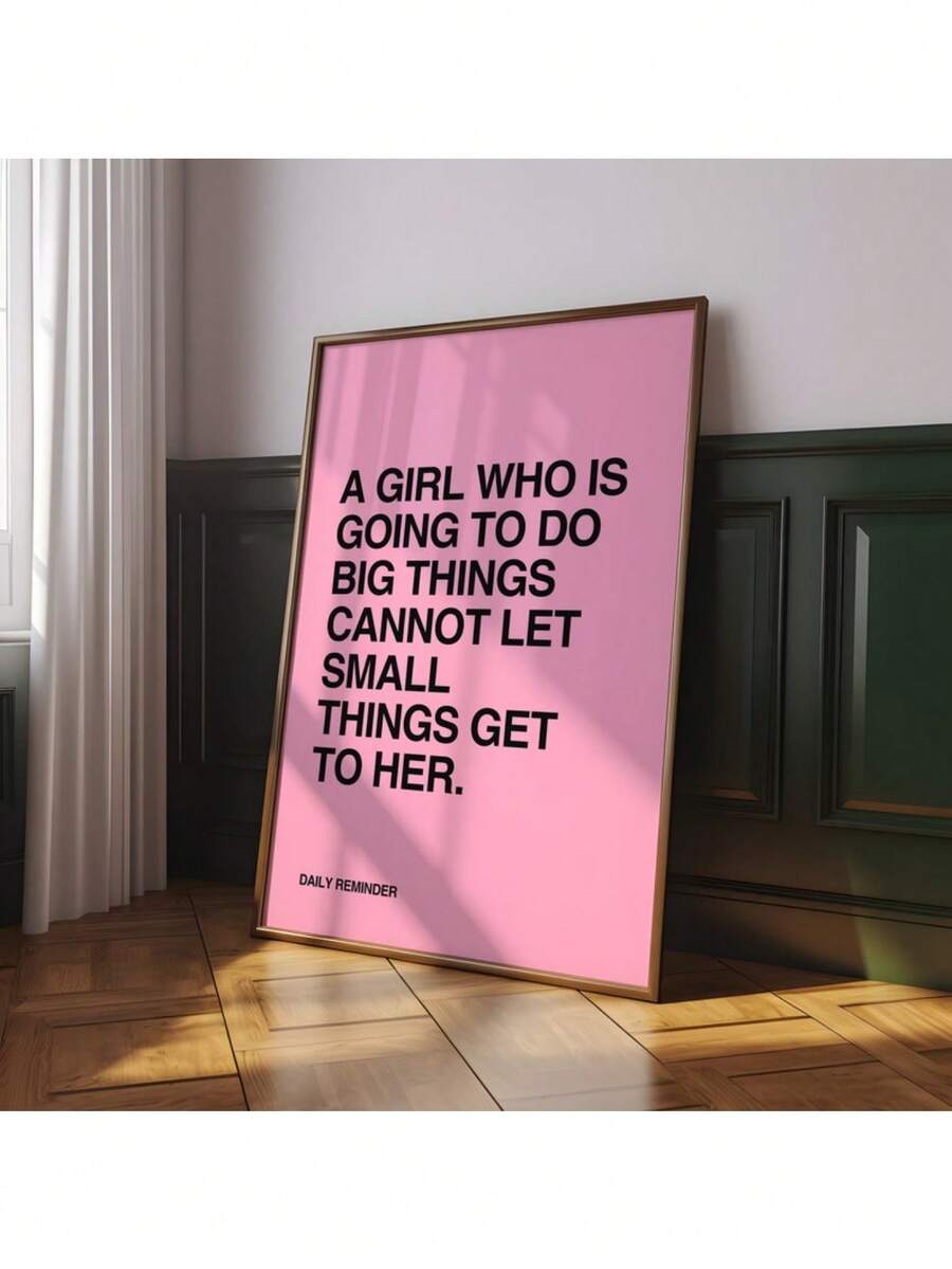 Wall Art, Pink Typography Quote Printable Poster, Wall Print Motivational Positivity Girly Bedroom Decor Aesthetic Wall Art Optional Frame ,Wall Art With Frame - Multicolor - View 1