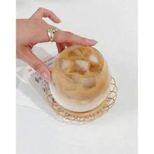 1pc High Borosilicate Spherical Vertical Stripe Mug, Home Round Egg-Shaped Glass Coffee Cup, Juice, Milk Drink Cup