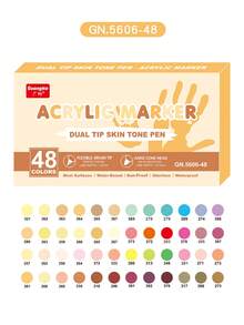 24/48pcs/Set Dual-Head Skin Tone Acrylic Markers - Straight Liquid Ink Markers, Soft Tips And Hard Tips, Vibrant Colors, Stackable, Good For Painting, DIY Graffiti Art Drawing Pen Supplies For Creative Projects Back To School - Multicolor - View 14