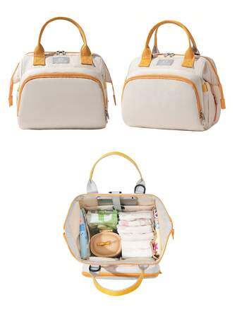 Multi-Functional Mom Bag, Solid Color Baby Bottle Warmer Bag, Large Capacity Handbag And Backpack, Nylon Material