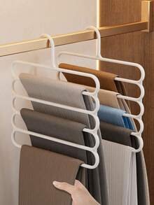 1/5 件，5 层多功能塑料裤架，衣服围巾收纳架，防滑节省空间的衣柜整理器，简单坚固耐用的裤架衣柜整理和存储，适用于毛巾、裤子、领带、围巾、卧室收纳、家庭收纳和整理用品小工具、洗衣用品、卧室配件 - 白色 - 查看 3