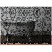 NOIR Gothic Vintage Shower Curtain With Valance For Goth Bathroom Decor - Black With White Valance - View 3