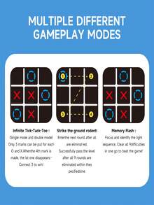 3-In-1 Tic Tac Toe Game For Kids, 4 Modes: Single Player, Multiplayer, Memory, Whack-A-Mole, Develops Hand-Eye Coordination And Logic Skills, Electronic Tabletop Game, Birthday/Christmas Gift For Boys & Girls Aged 3-12 (Batteries Required) - Multicolor - View 9