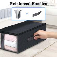 Caja de almacenamiento debajo de la cama de tela no tejida, bolsa organizadora de mantas transparente, de gran capacidad para ropa, contenedor plano ahorra espacio adecuado para guardar ropa, armarios, mantas, juguetes, armarios del hogar, dormitorios, dormitorios, accesorios de dormitorio