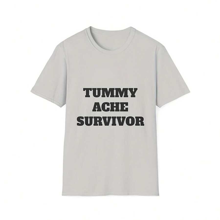 Tummy Ache Survivor T-Shirt, Funny T-Shirt, Gift For Gastrointestinal Issues, Comfort Wear, Humor Tee, Uni Shirt - White - View 1