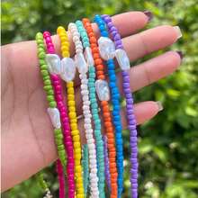 1pc Elegant Colorful Beaded Asymmetrical Baroque Pearl Bohemian Necklace For Women, Suitable For Summer Holiday Beach Travel Wear - Baroque Pearl Beaded Necklace - View 3