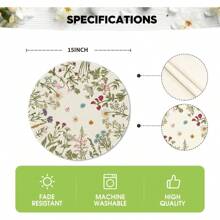 4 piezas Salvamanteles redondos de 15 pulgadas de flores silvestres y hierbas antiguas de primavera para decoración de mesa de comedor en verano