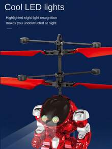 1 件遥控智能感应机器人玩具，防摔材质，红外感应遥控器，儿童礼物遥控机器人，塑料飞行玩具手势感应飞行机红外互动益智玩具带 LED 灯，适合男孩女孩（有无遥控版，手工喷漆可能有不均匀，手工测量尺寸可能有轻微偏差）